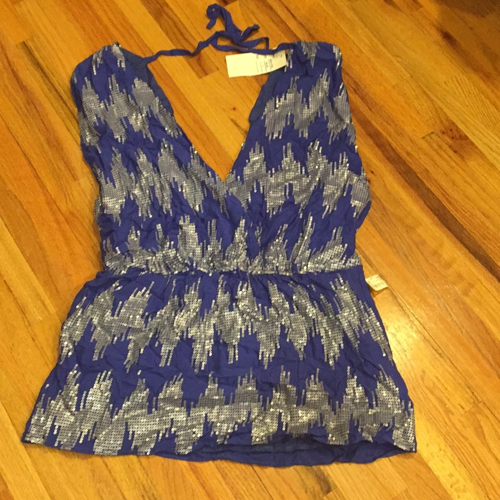 Blue Sequin Tunic Large